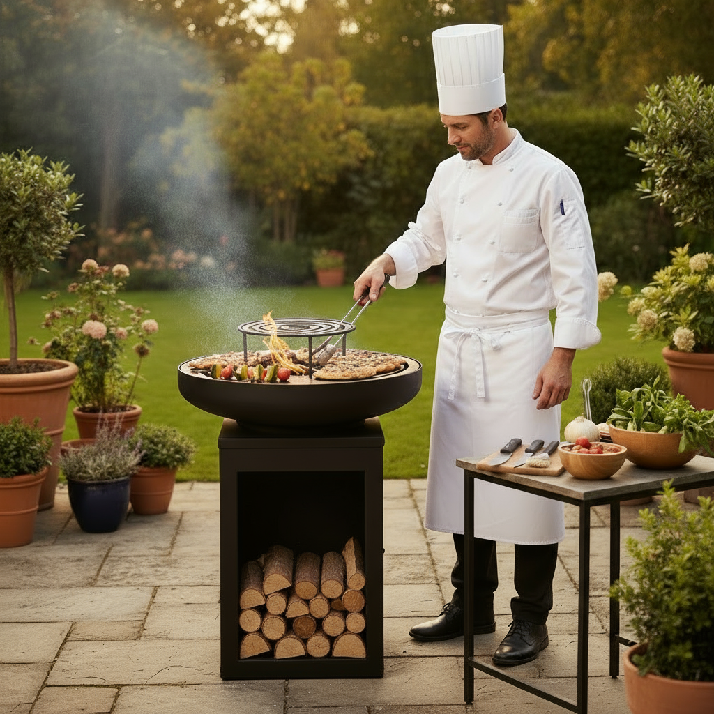 Barbecue européen en acier noir – Grille de cuisson Ø 60 cm